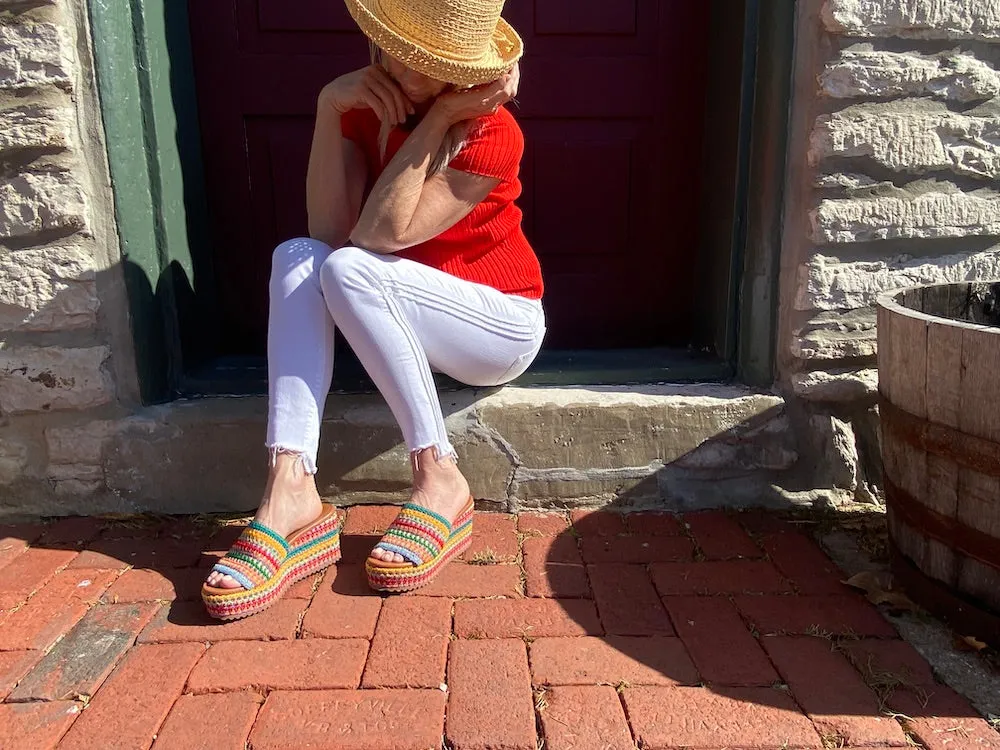 CARNAVAL - Crochet Multi Color Wedge Sandal