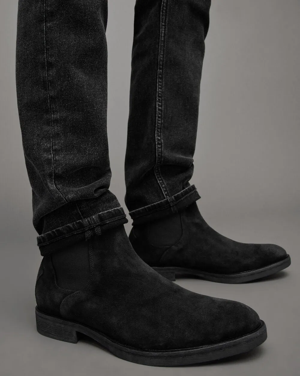 Creed AllSaints suede Chelsea boots, black