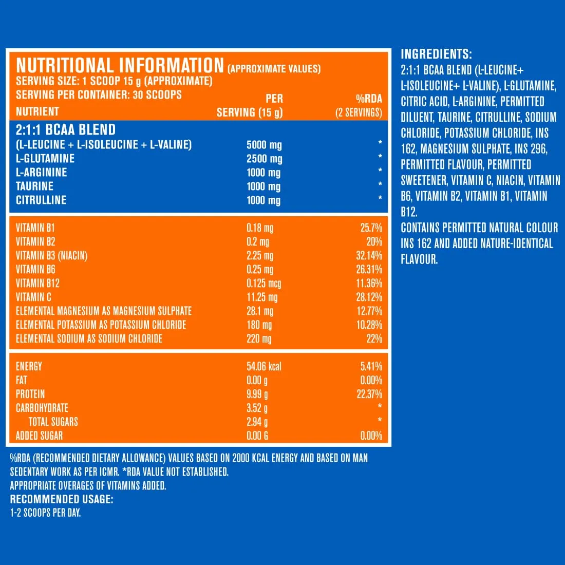 Fast&Up BCAA Advanced - 450 Gms, 30 Servings, (Watermelon Flavour) Informed Sport Certified BCAA that helps in Muscle Recovery & Endurance, BCAA (2:1:1)   Muscle Activators   Electrolytes