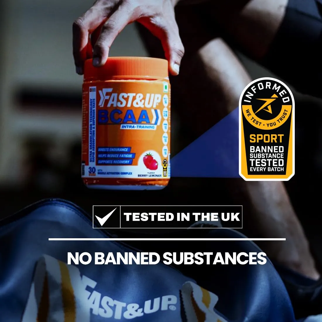 Fast&Up BCAA Advanced - 450 Gms, 30 Servings, (Watermelon Flavour) Informed Sport Certified BCAA that helps in Muscle Recovery & Endurance, BCAA (2:1:1)   Muscle Activators   Electrolytes