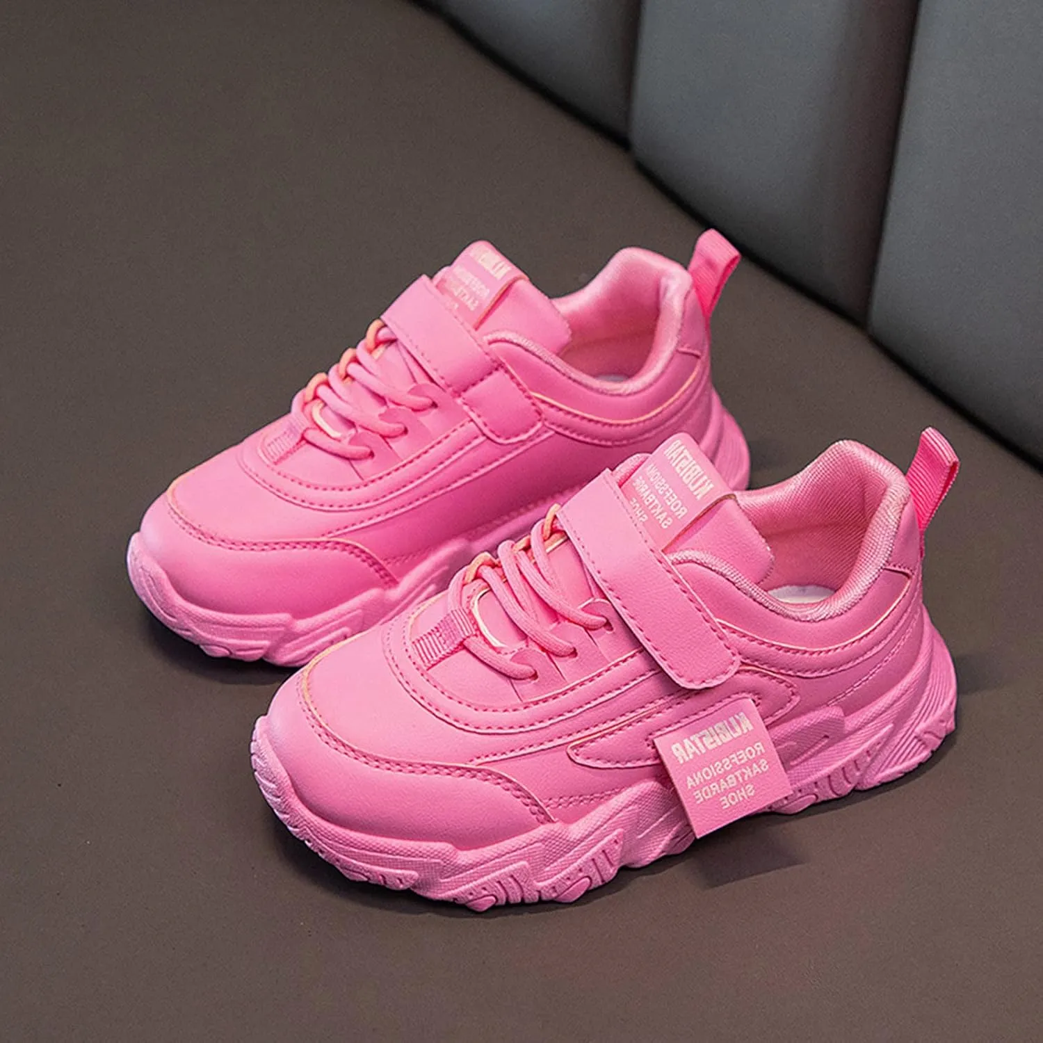 Girls Running Shoes Boys Color Sneakers for Kids Casual Lightweight Classic Adjustable Strap Hook and Loops Shoes