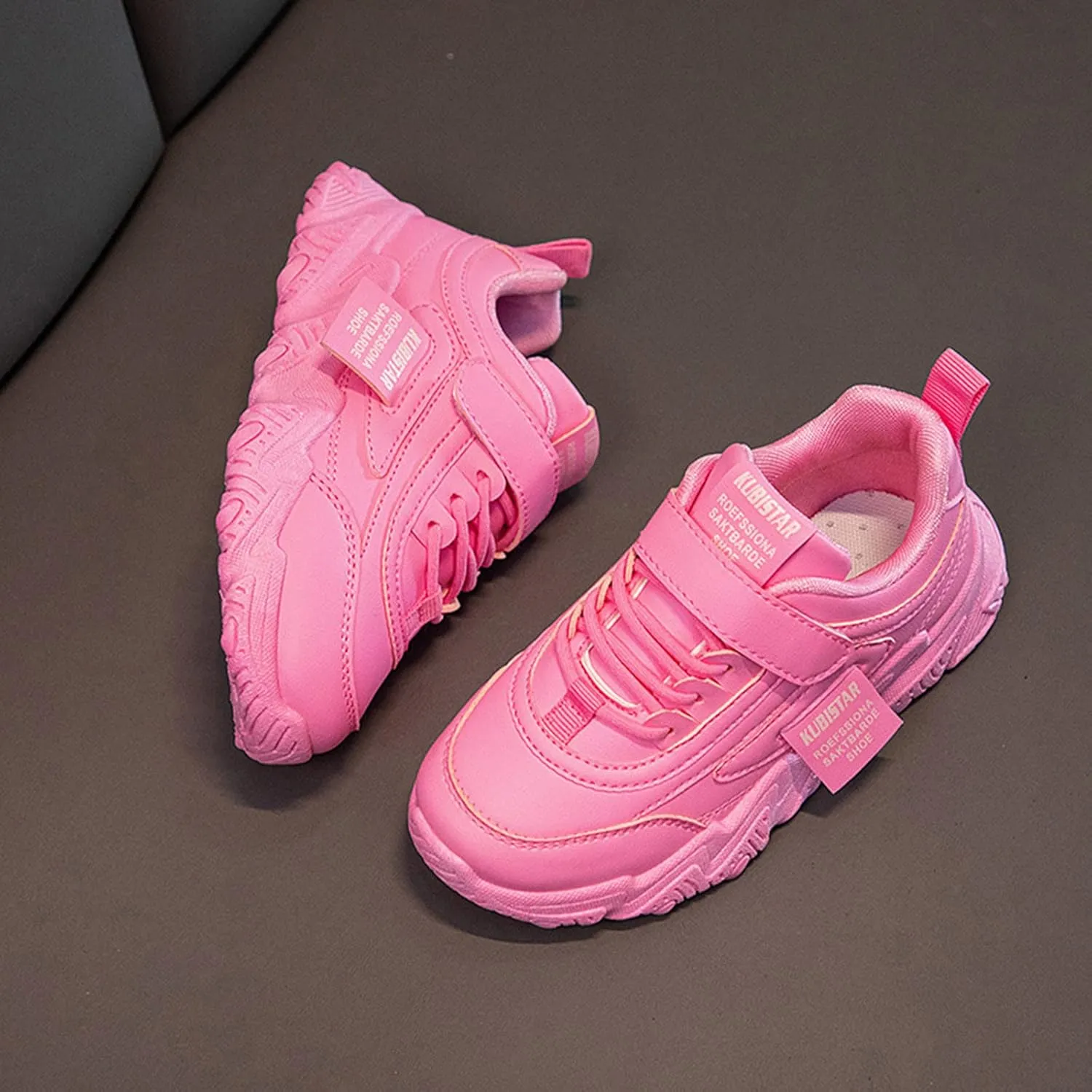 Girls Running Shoes Boys Color Sneakers for Kids Casual Lightweight Classic Adjustable Strap Hook and Loops Shoes