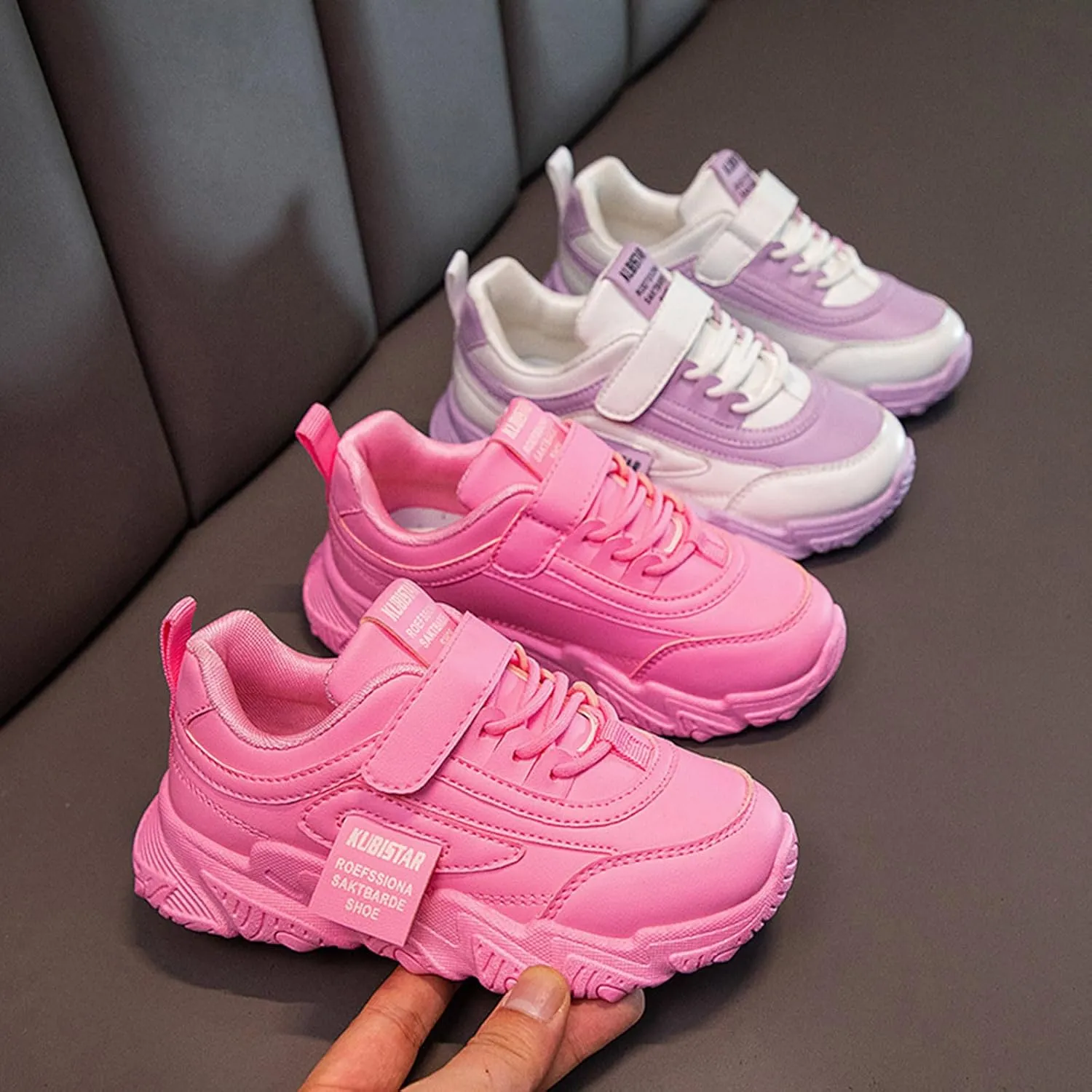 Girls Running Shoes Boys Color Sneakers for Kids Casual Lightweight Classic Adjustable Strap Hook and Loops Shoes