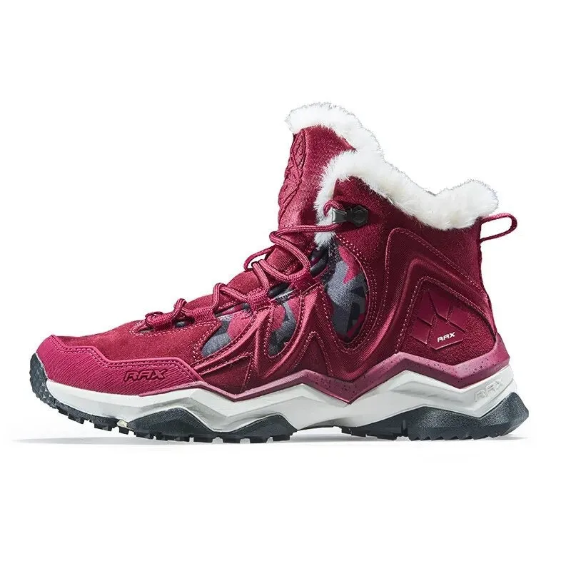 Mens Geunine Leather Hiking Shoes For Men Fleece Snow Boots Warm Trekking Walking Shoes Hiking Boots Men Sneakers Boots