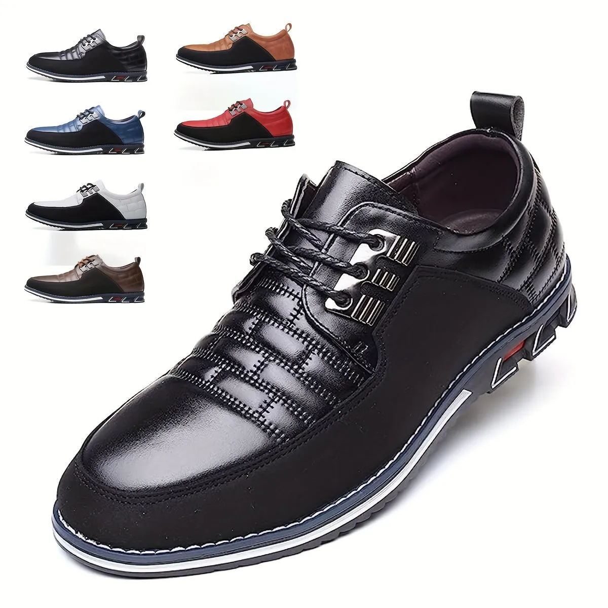 Men's Plaid British Style Derby Shoes, Wear-resistant Non-Slip Dress Shoes For Wedding Business