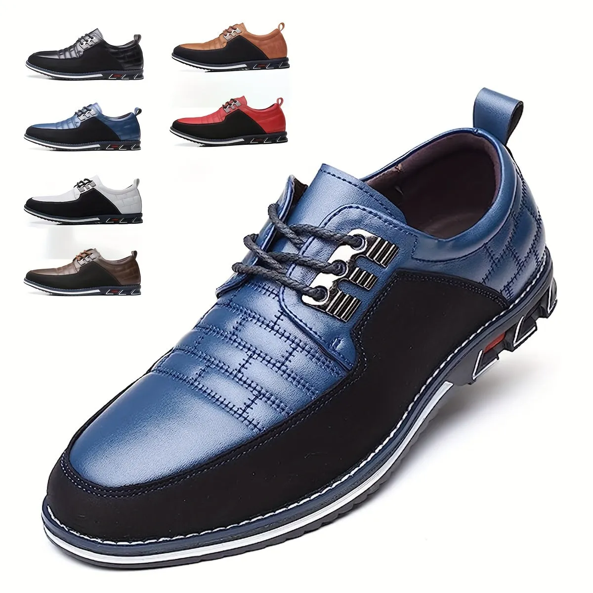 Men's Plaid British Style Derby Shoes, Wear-resistant Non-Slip Dress Shoes For Wedding Business