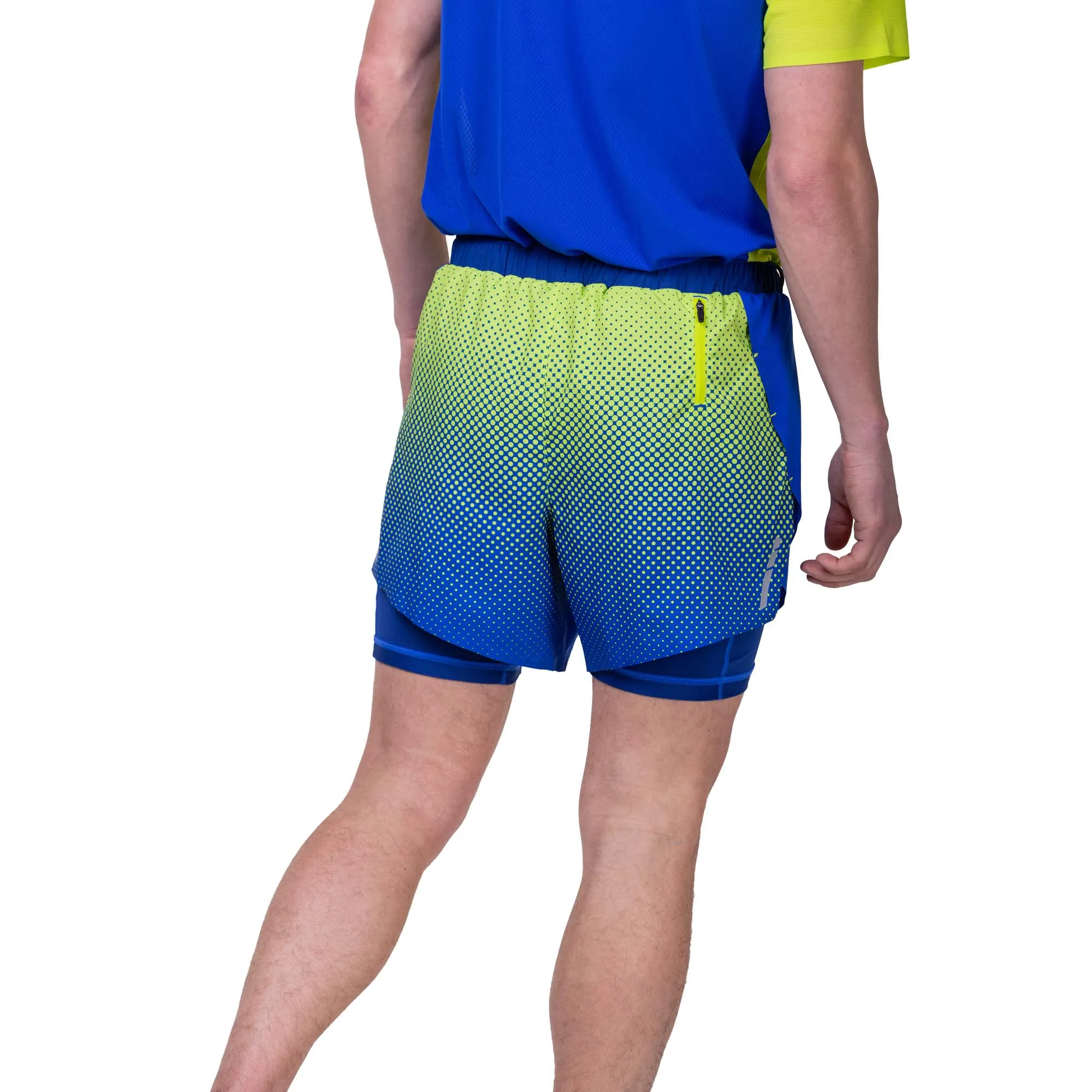 Ronhill | Men's Tech Race Twin Short - Azurite/Citrus Fade