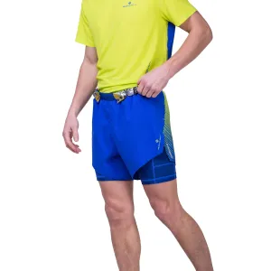 Ronhill | Men's Tech Race Twin Short - Azurite/Citrus Fade