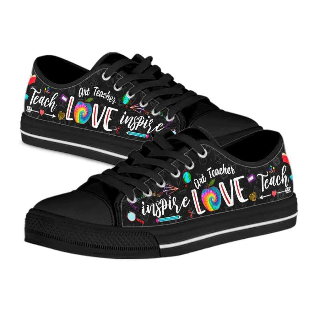 School Art Teacher Tie Dye Teach Love Inspire Low Top Shoes, Teacher Shoes, Low Top Sneakers
