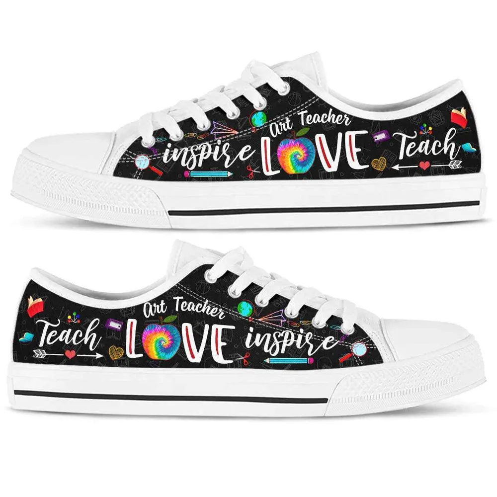 School Art Teacher Tie Dye Teach Love Inspire Low Top Shoes, Teacher Shoes, Low Top Sneakers