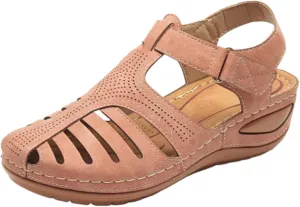 Summer Womens Sandals Casual Bohemia Gladiator Closed Toe Wedge Shoes Comfort Ankle Strap Slip On Orthopedic Platform Sandals