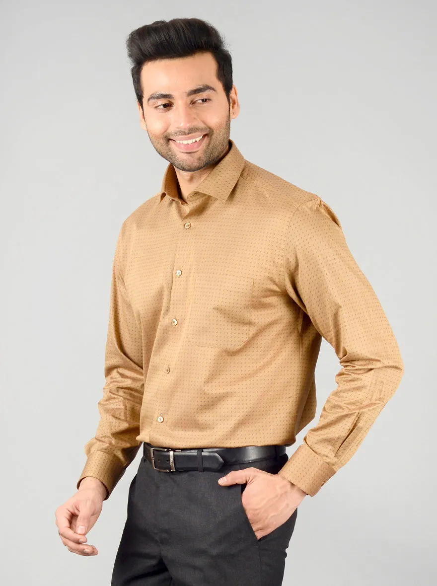 Tortilla Brown Dobby Regular Fit Formal Shirt | Greenfibre