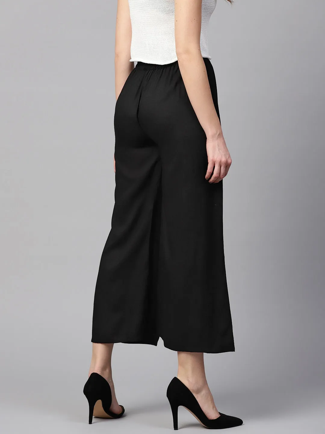 Women Black Solid Palazzos