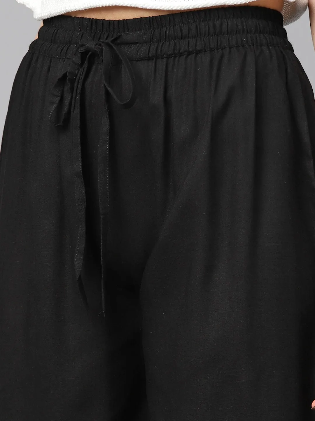 Women Black Solid Palazzos