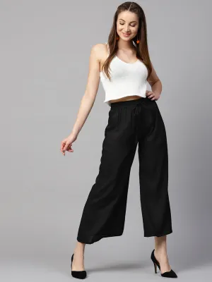 Women Black Solid Palazzos