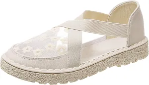 Women Embroidery Mesh Closed Toe Sandals for Women Casual Summer Hollow Out Vintage Wedge Sandal Gladiator Outdoor Shoes