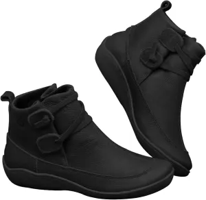 Womens Boots Ankle Black Dress Booties for Women Steel Toed Boots for Women Womens Hiking Boot Cute Cozy Non Slip Pointed Toe Stacked Mid Heel