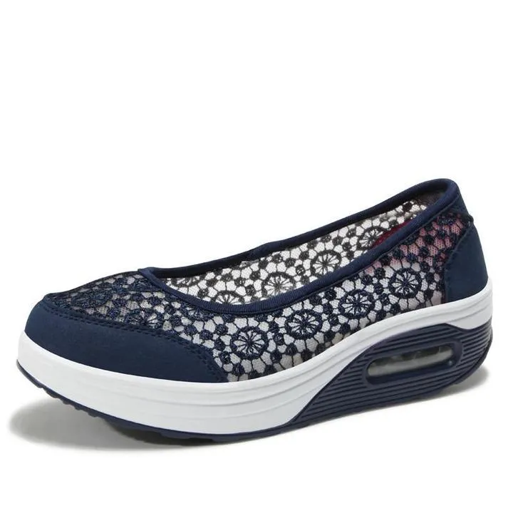 Women's Lace Breathable Slip on Platform Shoes