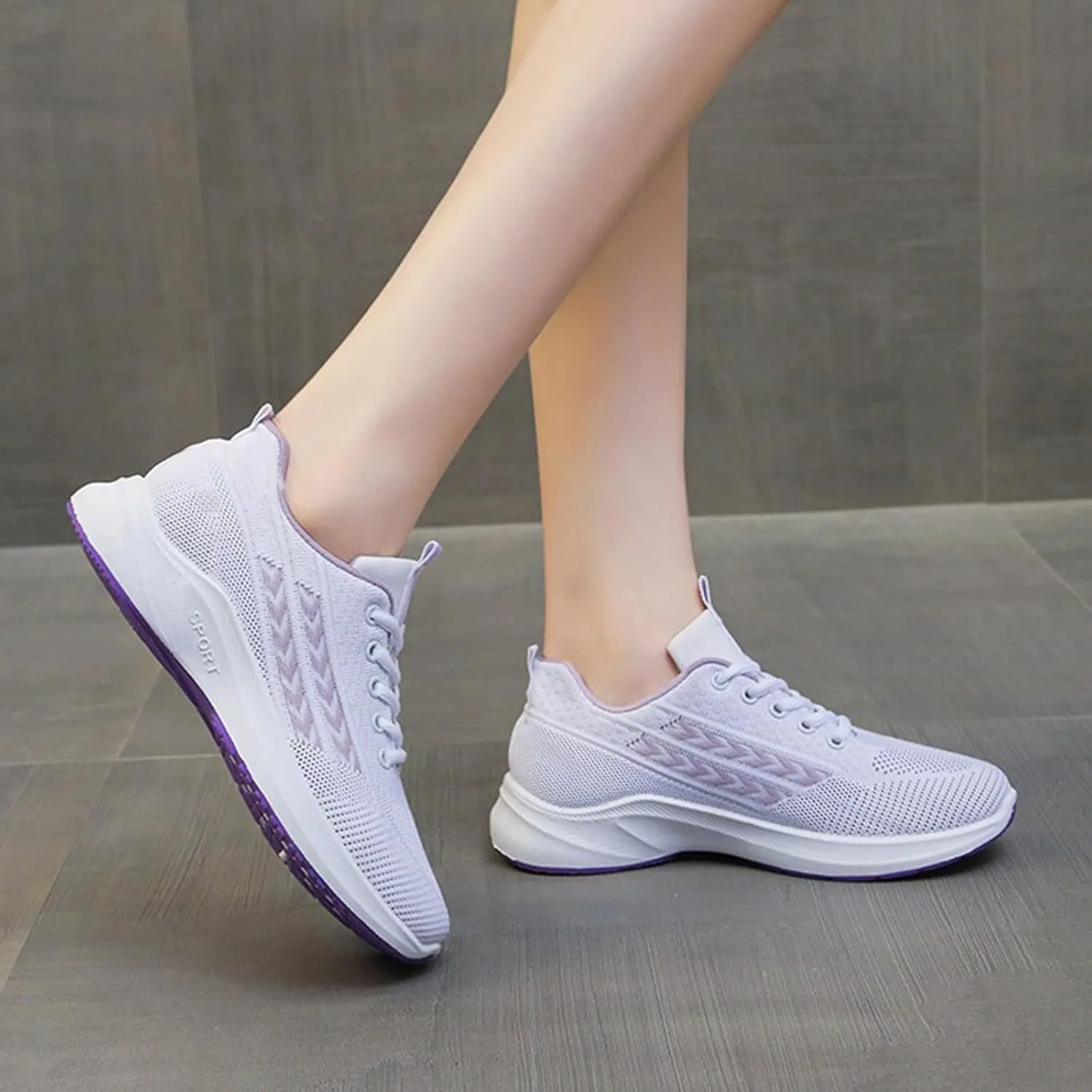 Women's Shoes Sneakers Lace Up Knit Mesh Sport Shoes Breathable Lightweight Casual Walking Workout Training Shoes