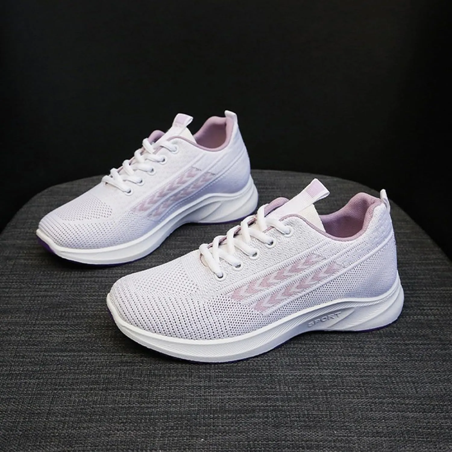 Women's Shoes Sneakers Lace Up Knit Mesh Sport Shoes Breathable Lightweight Casual Walking Workout Training Shoes