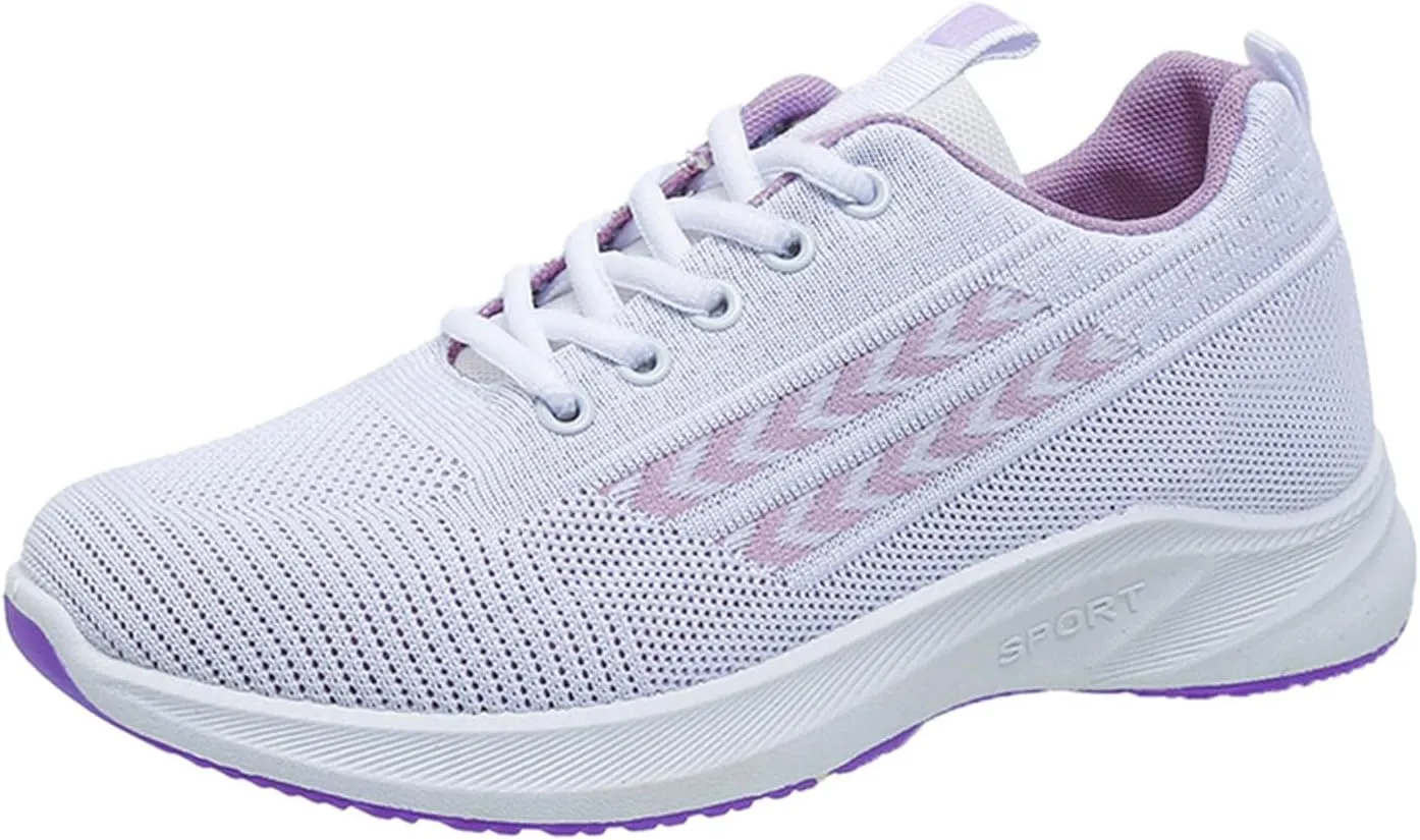 Women's Shoes Sneakers Lace Up Knit Mesh Sport Shoes Breathable Lightweight Casual Walking Workout Training Shoes