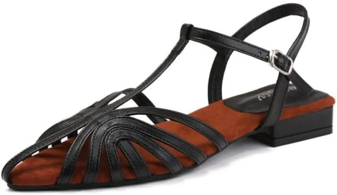 Women's Slingback Flat Sandal Woven Low Heel Roman Sandals with Adjustable Ankle Strap Summer Casual Travel Gladiator Flats Sandals