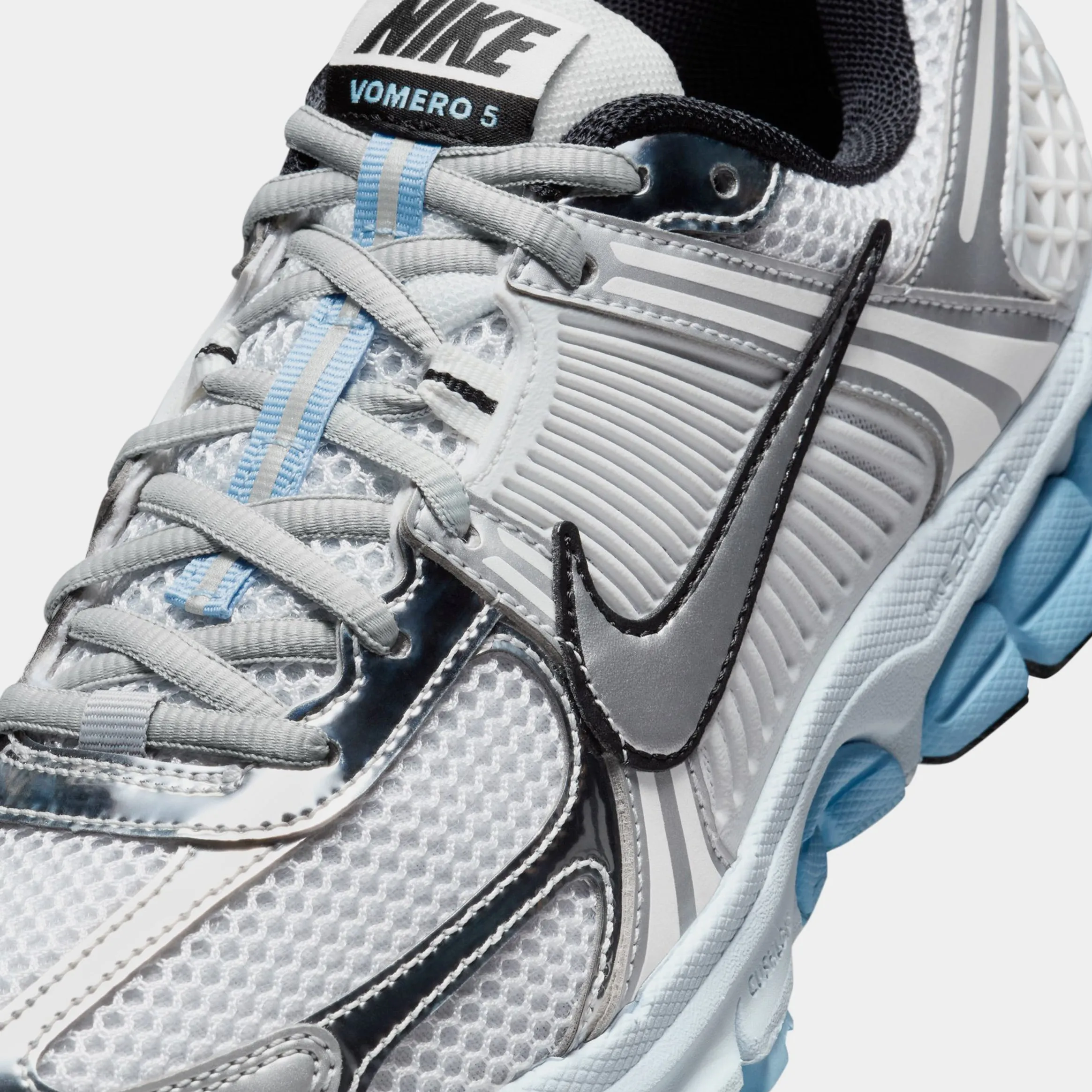 Womens Zoom Vomero 5 Metallic Silver Blue Tint Running Shoes - White/Pure Platinum Edition